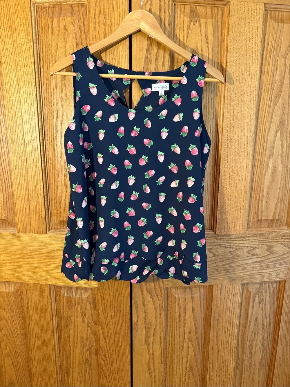 Maison Jules Navy Sleeveless Camisole with Pink Strawberry Print